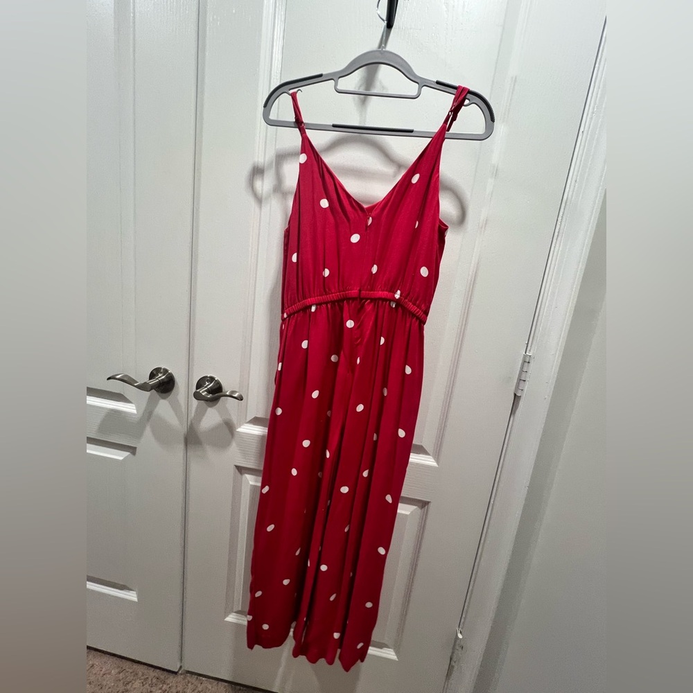 Loft- Red & White Disney Polka Dot Spaghetti Strap Jumpsuit - Picture 3 of 6